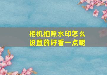 相机拍照水印怎么设置的好看一点呢