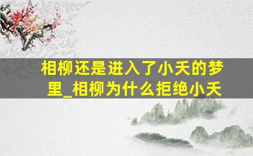 相柳还是进入了小夭的梦里_相柳为什么拒绝小夭