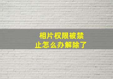 相片权限被禁止怎么办解除了