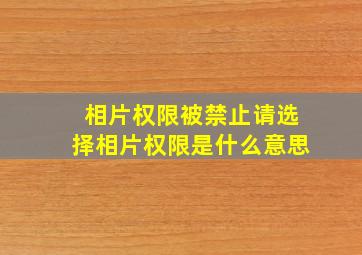 相片权限被禁止请选择相片权限是什么意思