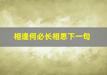 相逢何必长相思下一句