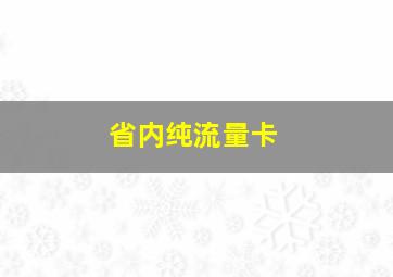 省内纯流量卡