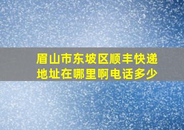 眉山市东坡区顺丰快递地址在哪里啊电话多少