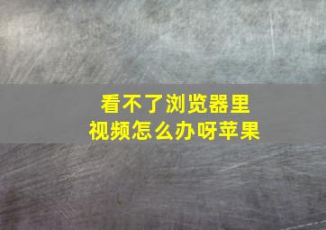 看不了浏览器里视频怎么办呀苹果