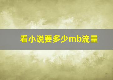 看小说要多少mb流量