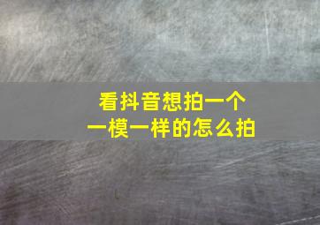 看抖音想拍一个一模一样的怎么拍