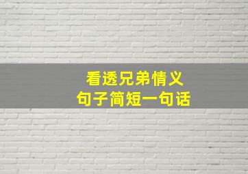 看透兄弟情义句子简短一句话