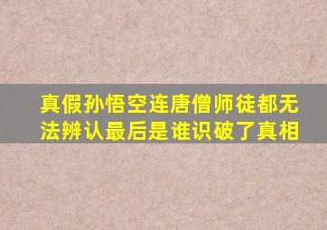 真假孙悟空连唐僧师徒都无法辨认最后是谁识破了真相