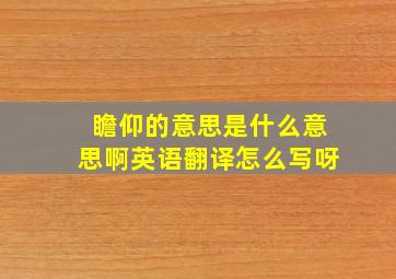 瞻仰的意思是什么意思啊英语翻译怎么写呀