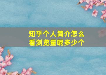 知乎个人简介怎么看浏览量呢多少个