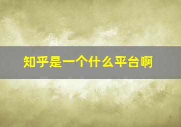 知乎是一个什么平台啊