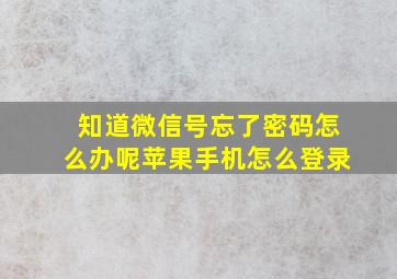 知道微信号忘了密码怎么办呢苹果手机怎么登录