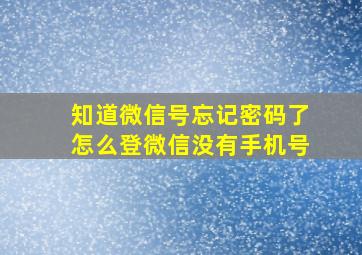 知道微信号忘记密码了怎么登微信没有手机号