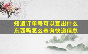 知道订单号可以查出什么东西吗怎么查询快递信息