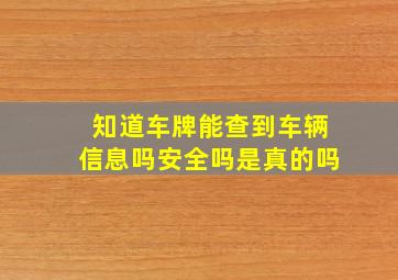 知道车牌能查到车辆信息吗安全吗是真的吗