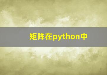 矩阵在python中