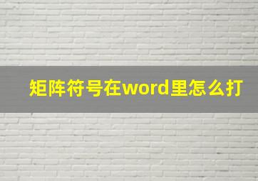 矩阵符号在word里怎么打