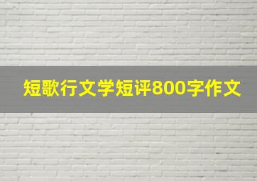 短歌行文学短评800字作文