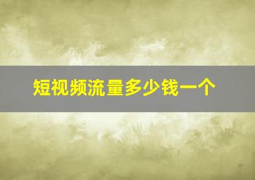 短视频流量多少钱一个