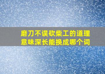 磨刀不误砍柴工的道理意味深长能换成哪个词