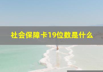 社会保障卡19位数是什么