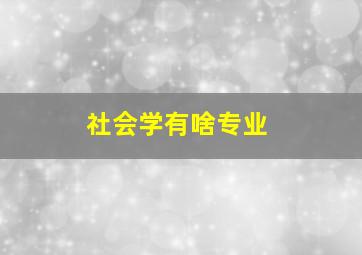 社会学有啥专业