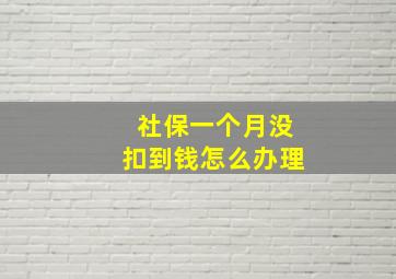 社保一个月没扣到钱怎么办理