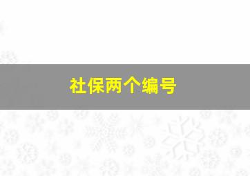 社保两个编号