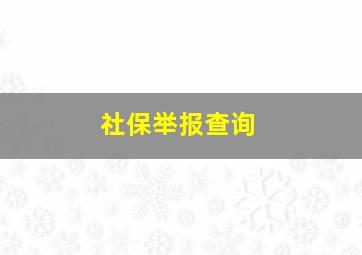 社保举报查询