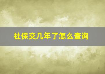 社保交几年了怎么查询