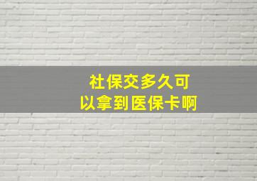 社保交多久可以拿到医保卡啊