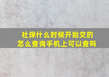 社保什么时候开始交的怎么查询手机上可以查吗