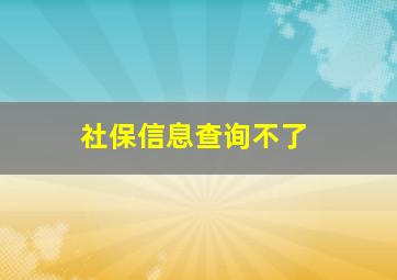 社保信息查询不了