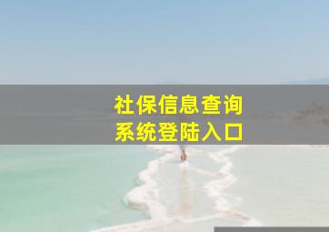 社保信息查询系统登陆入口