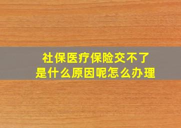 社保医疗保险交不了是什么原因呢怎么办理