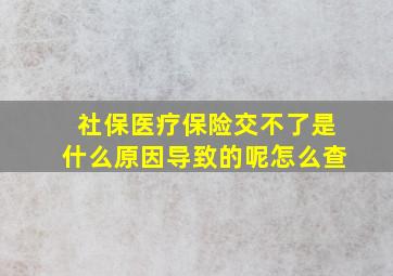 社保医疗保险交不了是什么原因导致的呢怎么查