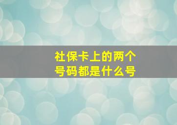 社保卡上的两个号码都是什么号