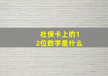 社保卡上的12位数字是什么