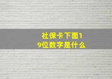 社保卡下面19位数字是什么