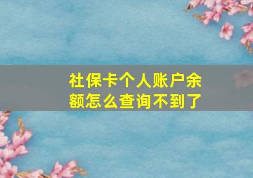 社保卡个人账户余额怎么查询不到了