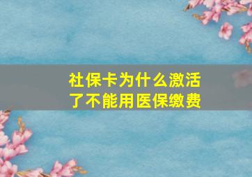 社保卡为什么激活了不能用医保缴费