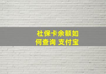 社保卡余额如何查询 支付宝