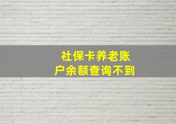 社保卡养老账户余额查询不到