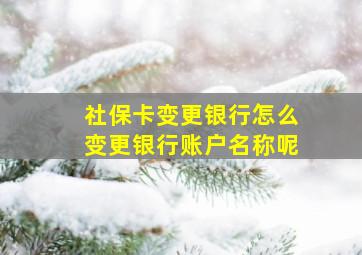 社保卡变更银行怎么变更银行账户名称呢