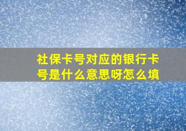 社保卡号对应的银行卡号是什么意思呀怎么填