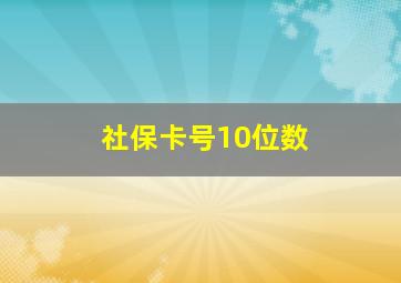 社保卡号10位数