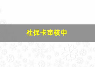 社保卡审核中