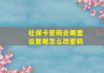 社保卡密码去哪里设置呢怎么改密码