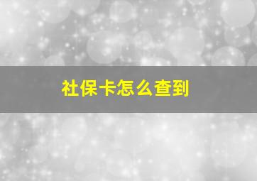 社保卡怎么查到