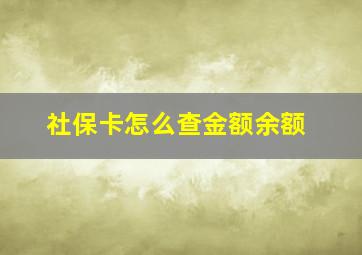 社保卡怎么查金额余额